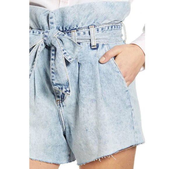 BLANKNYC Paperbag Jean Shorts in Caribbean Blue - Picture 6 of 12